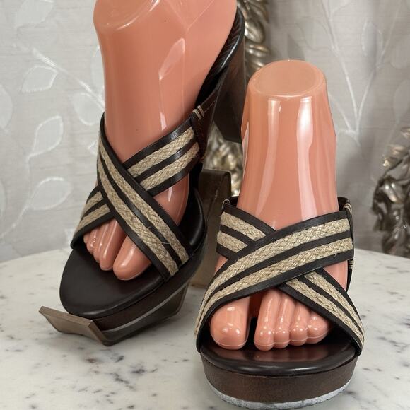Cole Haan Womens Skylar Slide Open-Toe Cross Straps Sandals‎ Heels SZ 8 B - Picture 1 of 16